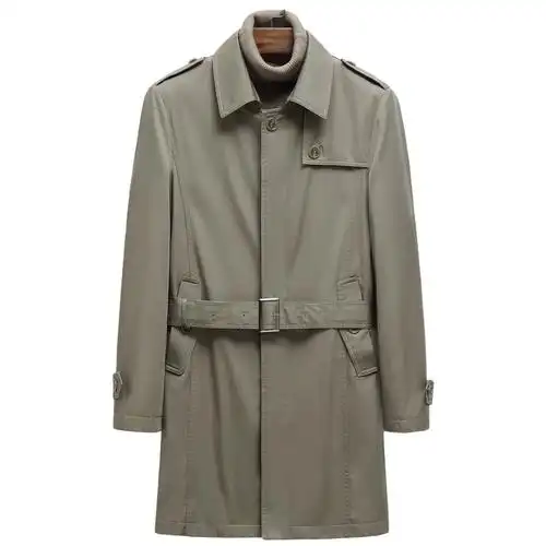 2021春秋新款风衣男中长款翻领百搭过膝长款大衣防风修身潮流外套