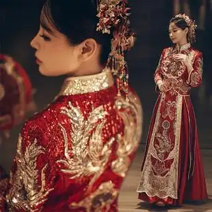 重工高端秀禾服夏季2022新款中式嫁衣修身显瘦秀和服龙凤褂敬酒服图片