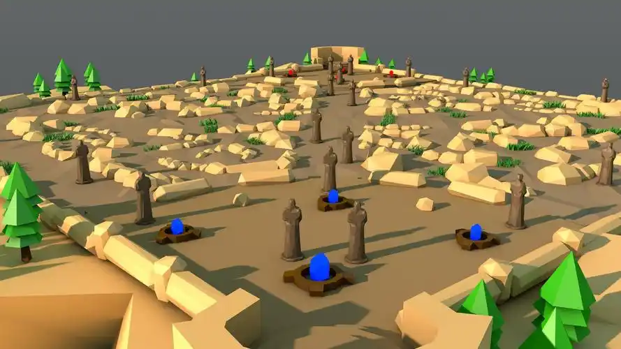 c4d low poly英雄联盟召唤师峡谷三维场景