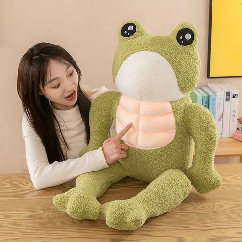 新品可爱搞怪肌肉青蛙公仔毛绒玩具励志健身丑萌腹肌青蛙玩偶礼物