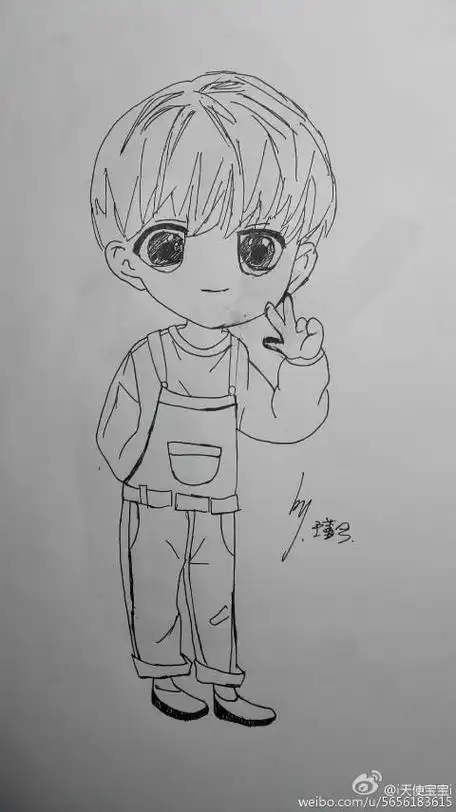 帮侄女画的爱豆坤坤简笔画蔡徐坤画个简笔画人文绘画蔡徐坤q版简笔画