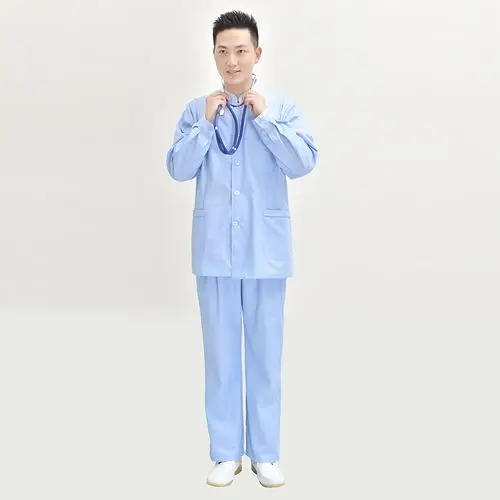 厂家直销 立领长袖男护士服批发 护士服长袖春装立领分体套装