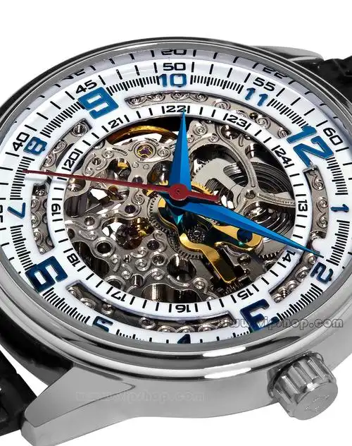 > akribos xxiv 男款精准透明机芯不锈钢表盘防水机械表黑/蓝/白色