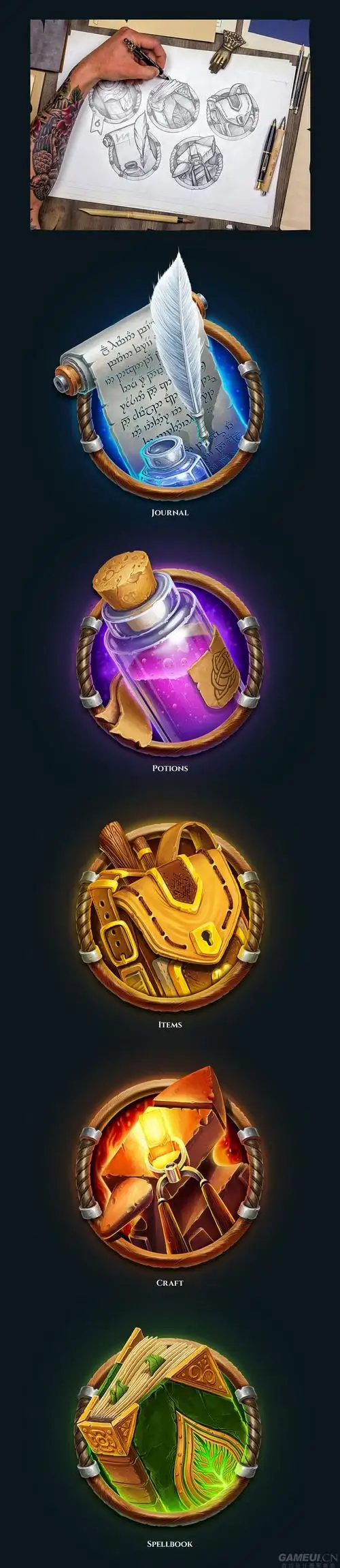 高清手绘游戏道具图标设计gameui游戏设计圈聚集地游戏ui游戏界面游戏