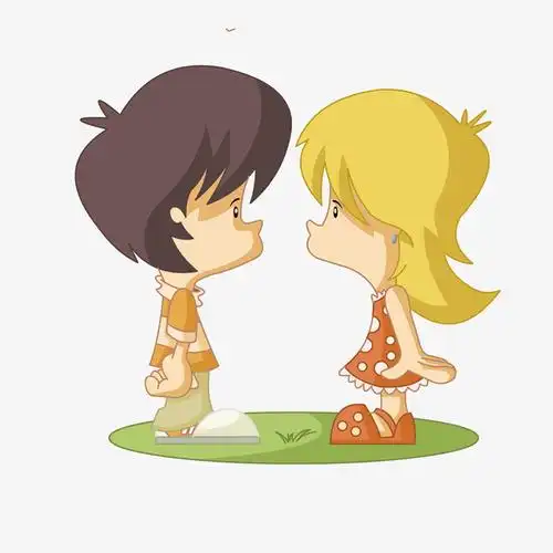 面对面的卡通小朋友