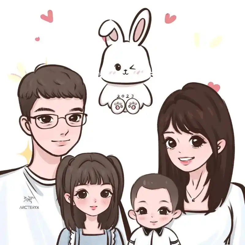 全家福卡通头像 #一家四口 #期待我们的岁岁年年 一岁一礼 - 抖音