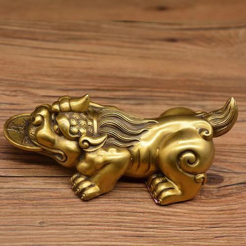 纯铜铜钱貔貅吞金兽摆件黄铜招财守财皮丘桌面家居装饰工艺制品