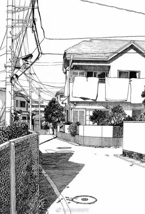 漫画中的黑白手绘场景