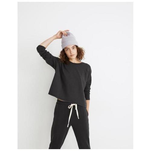 madewell/美德威尔女运动衫圆领长袖黑色宽松舒适简约正品mc193