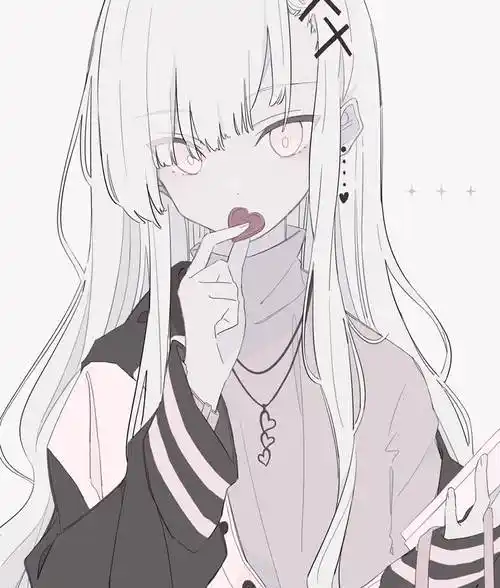 バレンタイン三堂的白发美少女插画图片