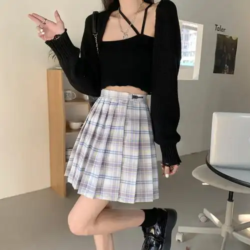 价秋冬高腰jk百褶裙显瘦半身裙,女装半身裙,九儿