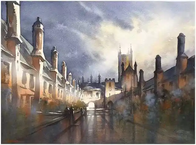 两组色彩惊艳的水彩建筑绘画作品~_水粉_零二七艺考