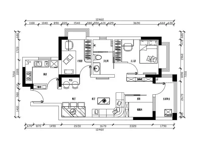 建筑面积,业主需求两房改成三房,很有挑战性的_平面研讨_室内设计联盟