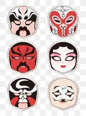 可爱q版 脸谱 矢量, 免抠, 红色, 京剧 png和psd图片素材