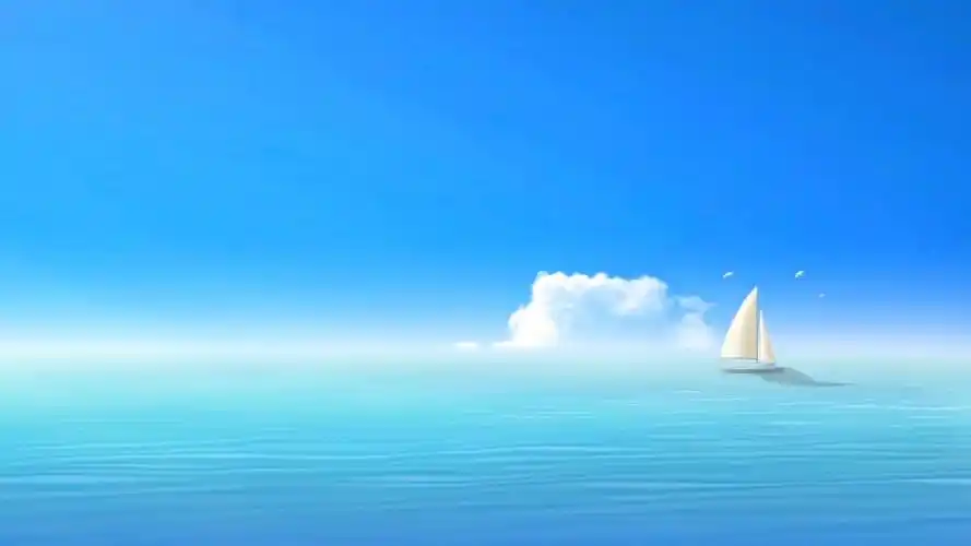 《远方》大海 海洋 船 蓝色 天空 唯美 简单 简洁 720p(横向动态壁纸)