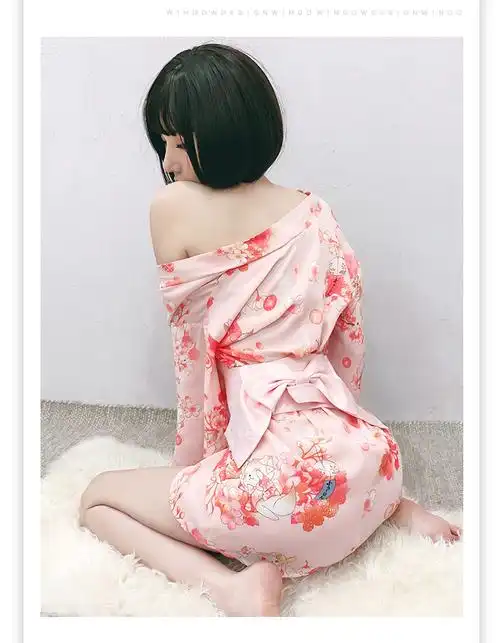 瑰若情趣内衣新款日式印花和服性感火辣套装激情诱惑开衫雪纺睡裙睡袍