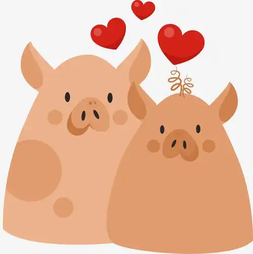 矢量图相爱的小猪