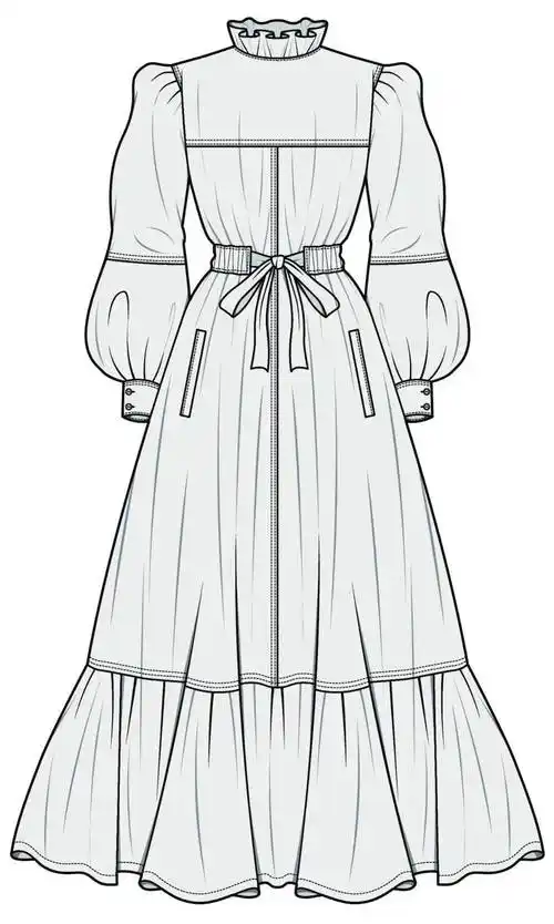 服装款式图上百款连衣裙平面款式图线稿专题