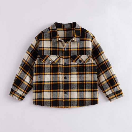 【商场同款】秋冬装男童大口袋纯棉格子衬衫儿童衬衫