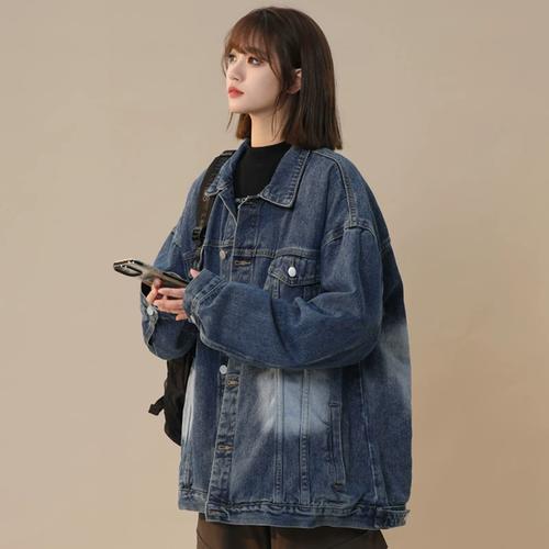 复古水洗牛仔夹克女外套ins潮流宽松上衣2024春季jk49特p65新款