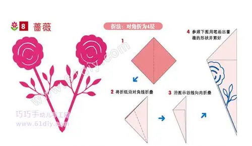 蔷薇剪纸方法