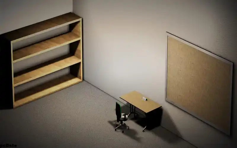 桌面壁纸,模样是一个书房的样子,是自己勾画的, 把图标那些放在书架上