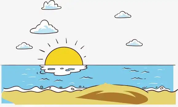 矢量手绘云朵大海海报