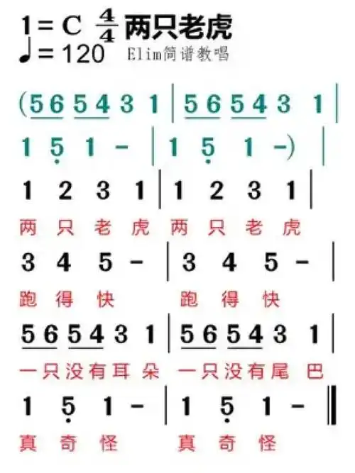 #零基础学简谱 #简谱识谱教学 《两只老虎》 #简谱视唱 #教学简谱 #简