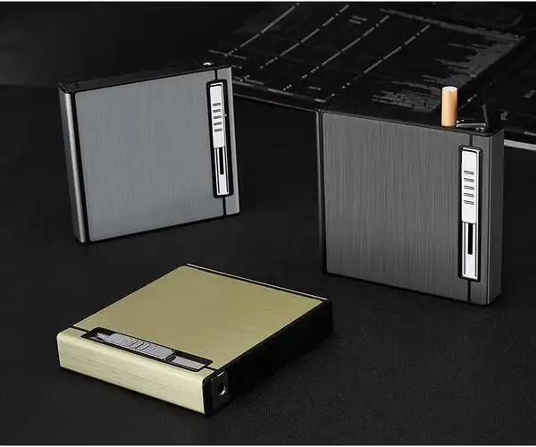 虔生缘20支装自动弹烟烟盒打火机一体防风个性创意男便携式菸盒定制