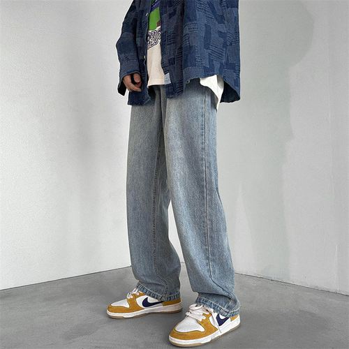 爵明威(juemingwei)夏天衣服男中学生高中生浅色高街牛仔裤男春秋潮牌