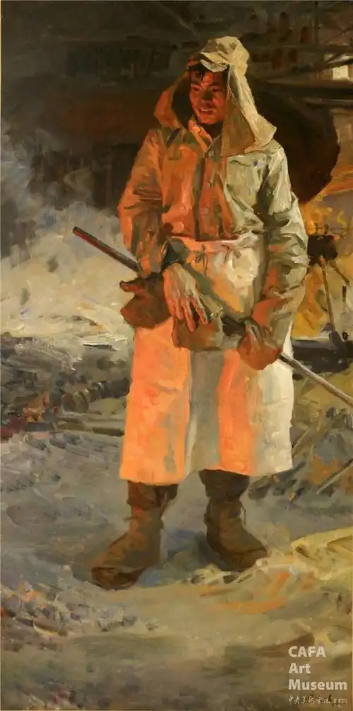 图24-2 炼钢工人 俞云阶 1957年 144×72cm 布面油彩 中央美术学院