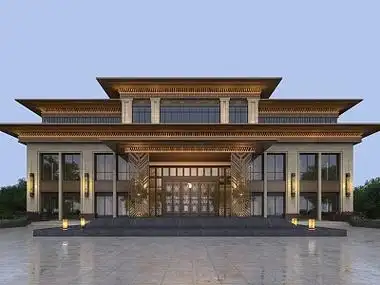 新中式会所建筑3d模型