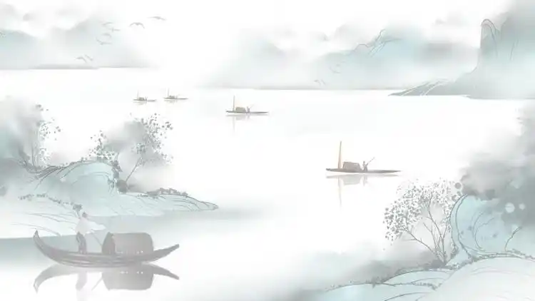 精美水墨山水ppt背景图片