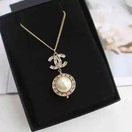 chanel 香奈儿 专柜一致黄铜材质 双c大珍珠项链