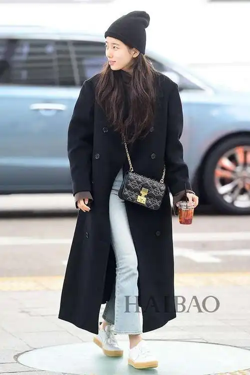 机场街拍大衣才是冬季主打韩国女明星2014冬季长款大衣look之girls