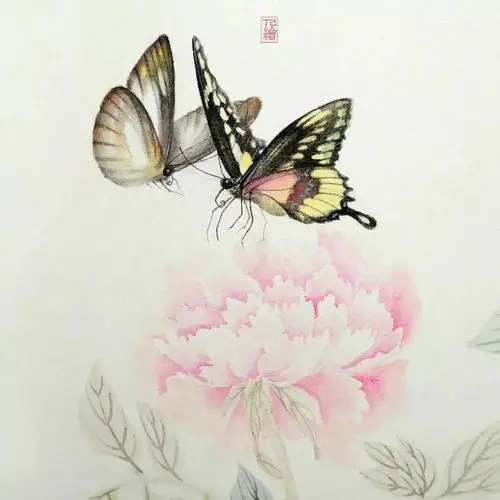 丁己没骨花卉与蝴蝶网班招生6月14日开课