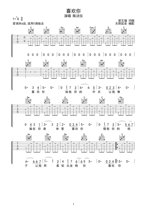 >>陈洁仪 喜欢你 指法