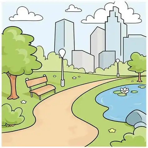 最新关于公园的简笔画自然公园的简笔画