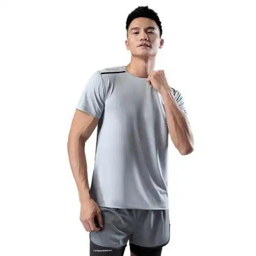 夏季运动项目团体男生运动服运动t恤男圆领弹力透气速干短袖