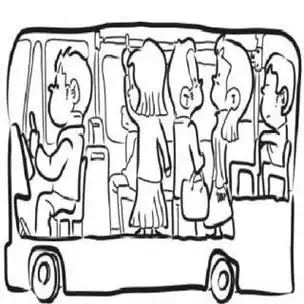 坐在公交车里的简笔画