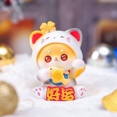 旭伶创意可爱招财乖乖猫树脂工艺品摆件桃花幸运小猫咪桌面装饰品礼物