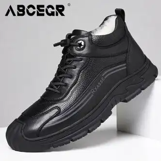 鞋靴>流行男鞋>男靴>男士雪地靴>abcegr>abcegr冬季真皮棉鞋男头层