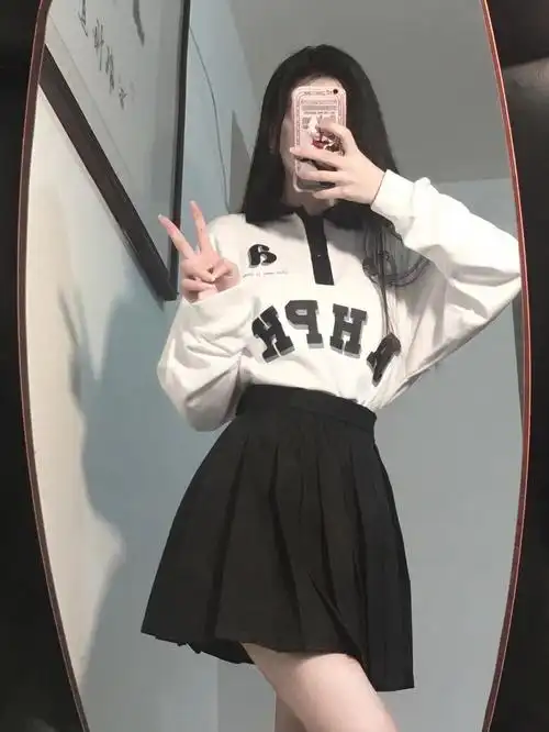 洋气减龄穿搭套装裙初中生高中生大学生时尚女装小个子黑色百褶短裙s