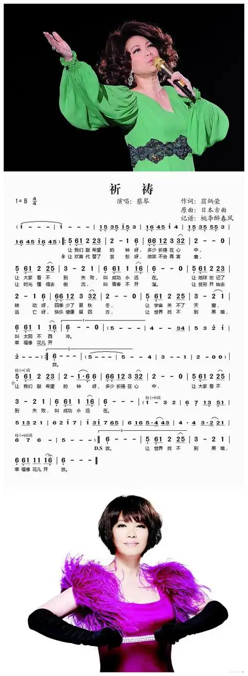 蔡琴-《祈祷》(简谱)