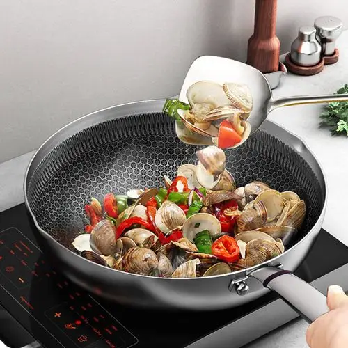 康巴赫旗舰店官方旗舰不锈钢炒锅不粘锅煤气灶电磁炉炒菜锅家用锅
