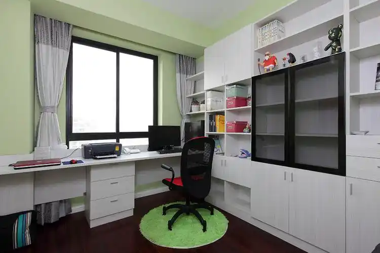 80平现代简约家书房设计图_齐家网装修效果图