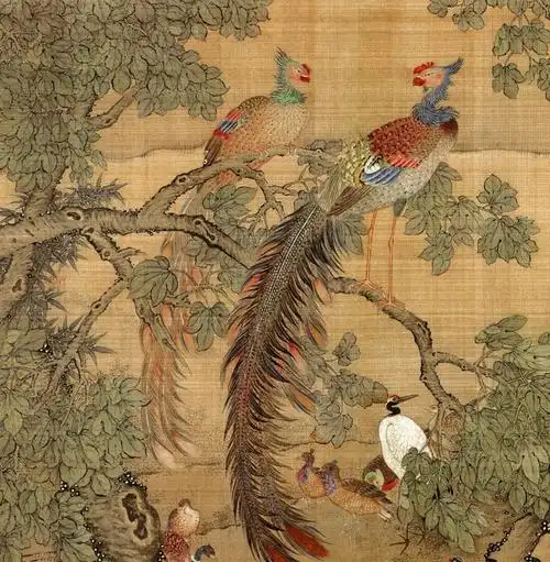 【双十二】沈铨《百鸟朝凤图》珂罗版