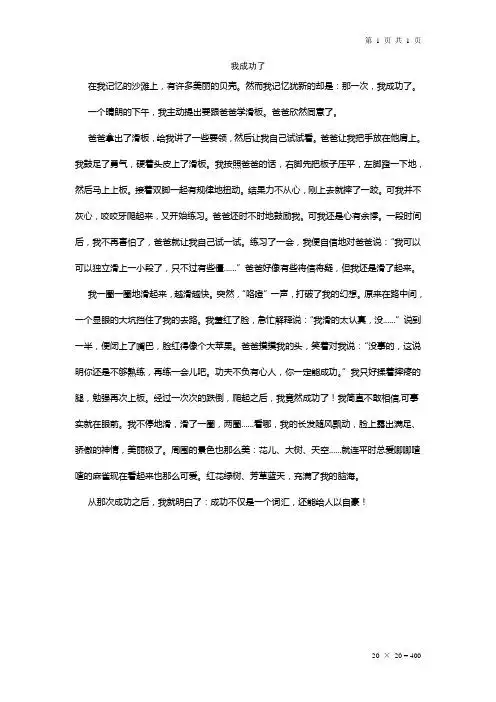 我成功了 在我记忆的沙滩上,有许多美丽的贝壳.