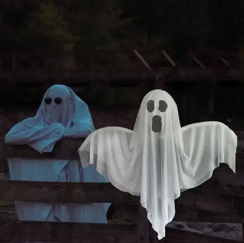 定制表情万圣节白色小吊鬼屋密室装饰布置道具恐怖悬挂白幽灵挂饰