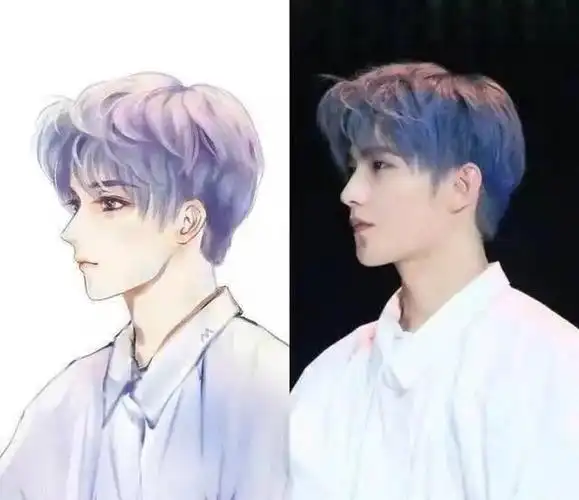 没见过的杨洋蓝发漫画造型,这要是在男团必须得是c位
